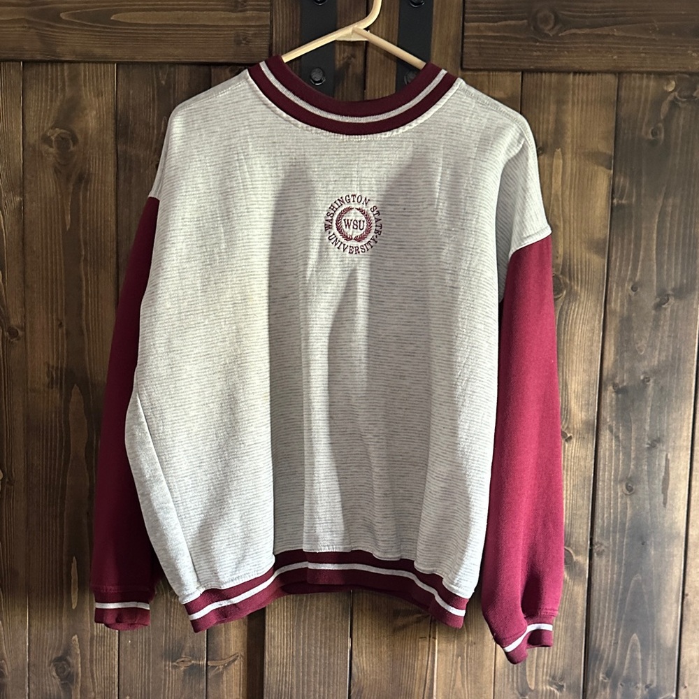 Vintage WSU Gear For Sports Gray and Maroon Crewneck Sweater
